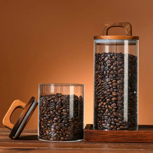Vista 7 de Spacenight Recipiente de café, recipientes de vidrio para almacenamiento de alimentos, tarro de vidrio con tapa para granos de café, dulces