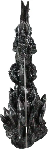 Vista 8 de Ebros Medieval Dreamwork Fantasía Dragón Fuego Aliento Daga Abrecartas Cuchillo con soporte de base, estatua de decoración de oficina en casa Figura