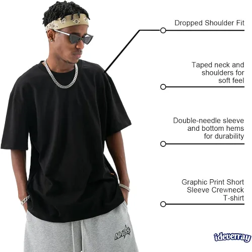 Vista 7 de Camiseta casual de algodón de manga corta con cuello redondo para hombre