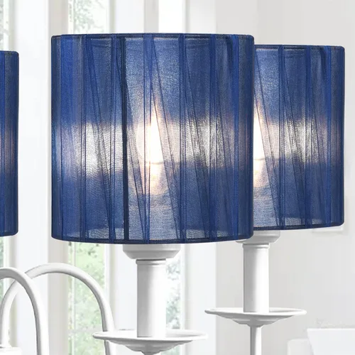 Vista 8 de LYON - Pantallas de organza pequeñas con clip para lámpara de pared, juego de 2, tambor pequeño, 5.2 x 5.2 x 5.2 pulgadas de alto, cinta organza