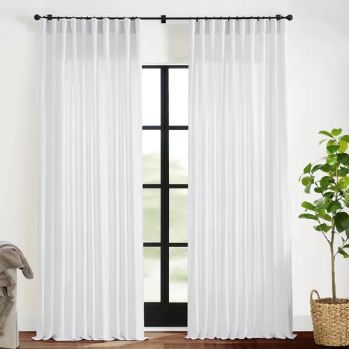Vista 36 de XTMYI - Cortinas transparentes de 54 pulgadas de largo, juego de 2 paneles para baño, cortinas cortas de lino y algodón con semi privacidad