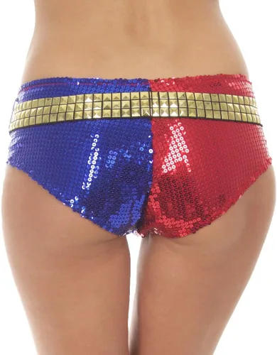 Vista 2 de DC Comics Suicide Squad Harley Quinn - Pantalones cortos para mujer, disfraz de Halloween o cosplay