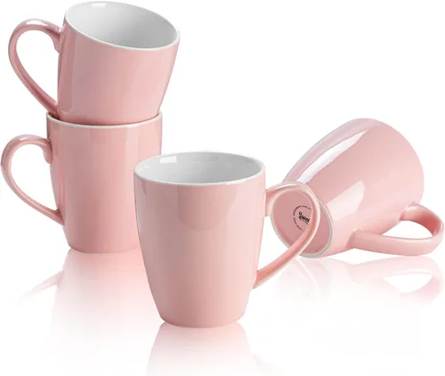 Vista 11 de Sweese Tazas de café de porcelana – 16 onzas (arriba al borde) para café, latte, té, cacao, juego de 4, negro