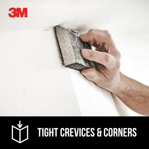 Vista 2 de 3M Angled Sanding Sponge, Fine Grit, Use Wet or Dry, Great for All Purpose Sanding, Washable & Reusable, Use for Interior & Exterior, Angled Sanding