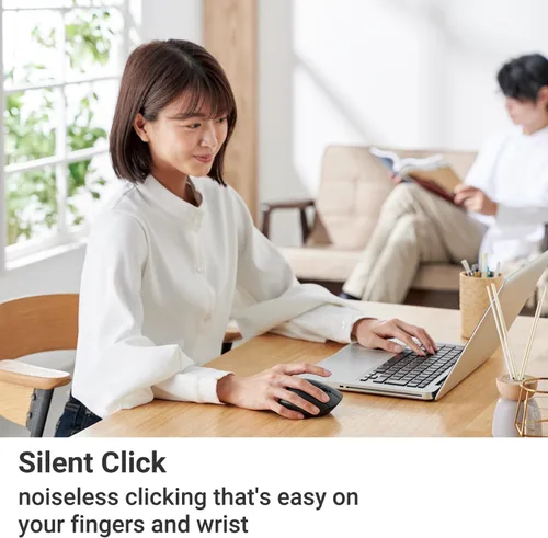 Vista 3 de ELECOM Ratón inalámbrico con forma ergonómica, 2.4 GHz con receptor, clic silencioso, duración de la batería de 20 meses, 2000 DPI, 3 botones