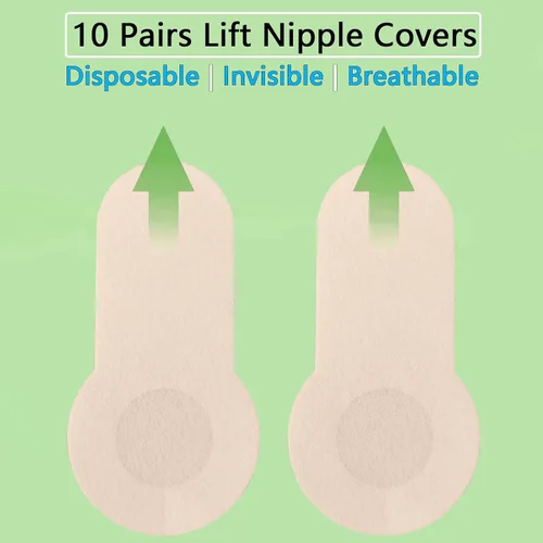 Vista 4 de Wobodan 10 pares de brasier de elevación adhesivo, desechables para pezones y pezones, brasier autoinvisible para mujer, se adapta a copa A-B