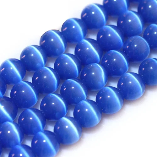 Vista 33 de GEM-Inside - Cuentas sueltas de ojo de gato de 0.236 pulgadas (0.236 in), redondas, de cristal azul ácido, cuentas de energía para fabricación