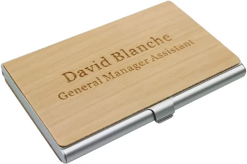 Vista 8 de Tarjetero de madera personalizado para tarjetas de presentación, grabado personalizado para hombre y mujer, grabado gratis, Bubinga, Cartera