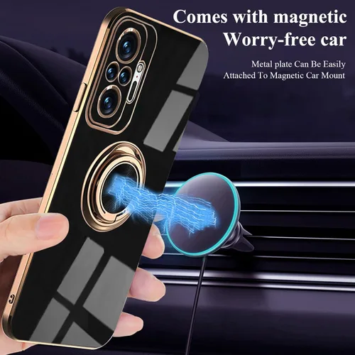 Vista 3 de Compatible con Xiaomi Redmi Note 10 Pro Case Ring Holder Magnet Silicone, Xiaomi Redmi Note 10 Pro Funda de silicona delgada blanca cubierta negra