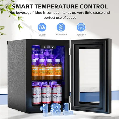Vista 3 de Antarctic Star Refrigerador de Bebidas Enfriador de 18L, 24 Latas, Mini Refrigerador con Compresor Silencioso, Luz LED, Refrigerador Pequeño