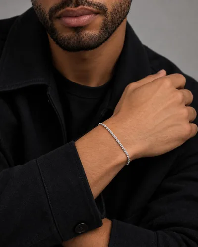 Vista 3 de nometo 925 Sterling Silver Rope Chain Bracelet Box Chain Bracelet Cuerda de plata 0.079 in
