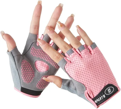 Vista 8 de Girls Half Finger Bike Gloves Fingerleses Cycling Non Slip Sun Protection Riding Gloves for Youth Kids 3-8T 7-15T