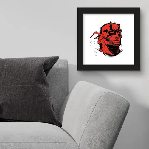 Vista 3 de Trends International Gallery Pops Marvel Comics Daredevil - Póster de pared con insignia de diablo rojo, 12.00 x 12.00 pulgadas, versión de marco