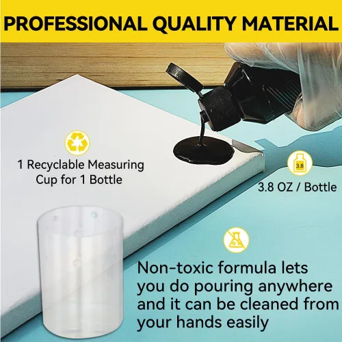 Vista 3 de OPHIR Total 22.8OZ Set de Pintura Acrílica para Verter, 3 Suministros de Pintura Acrílica Premezclada para Verter en Negro y 3 en Blanco, para Juego