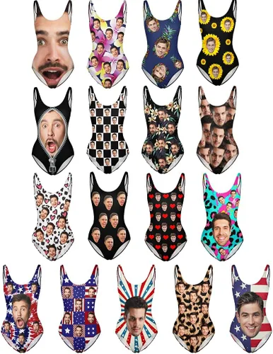 Vista 2 de Custom Face Swimsuits for Women One Piece Personalized Funny Bathing Suits with Husbands Faces for Summer Holiday