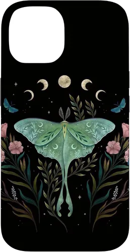 Vista 4 de Funda estética Witchy Luna Moth Flower Floral Moon Phases para iPhone 12 mini