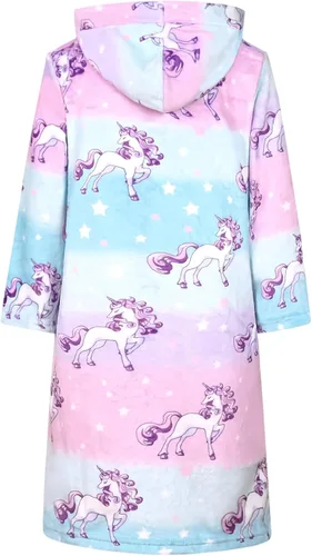 Vista 2 de CHILDRENSTAR Bata de baño para niñas, de felpa, suave, de forro polar, ropa de dormir