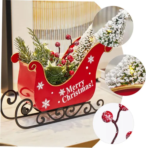 Vista 5 de IMIKEYA Decoración del hogar Trineo de Navidad Adornos de centro de mesa de Navidad Decoraciones de hierro forjado