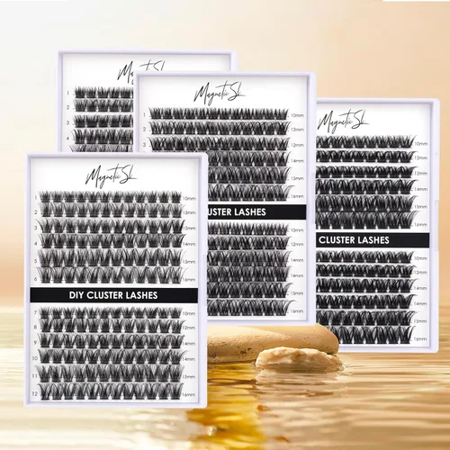 Vista 6 de Extensiones de pestañas en racimo 144 piezas, pestañas postizas individuales, extensiones de pestañas DIY, pestañas postizas reutilizables