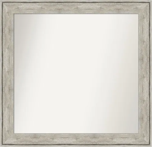 Vista 513 de Amanti Art Espejo de baño plateado para sobre el fregadero, 28 x 37 pulgadas, elegante espejo rectangular de peltre cepillado, marco de madera