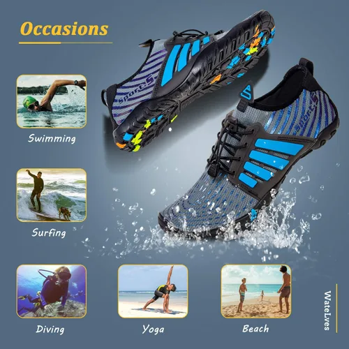 Vista 7 de WateLves - Zapatos de agua para hombres y mujeres, para natación, playa, piscina, surfear, hacer yoga o aeróbico acuático, calcetines para el agua