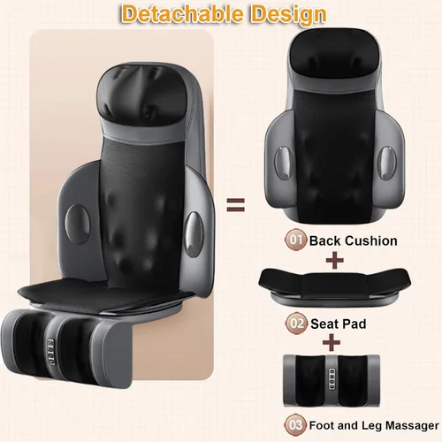 Vista 5 de Masajeador de espalda Shiatsu con calor, cojín de masaje eléctrico para el cuerpo Negro