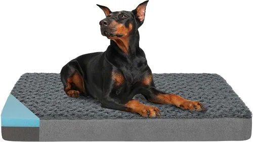 Vista 15 de Cama refrescante para perros grandes, cama ortopédica de espuma viscoelástica para mascotas con funda extraíble lavable, ideal para perros Rosa