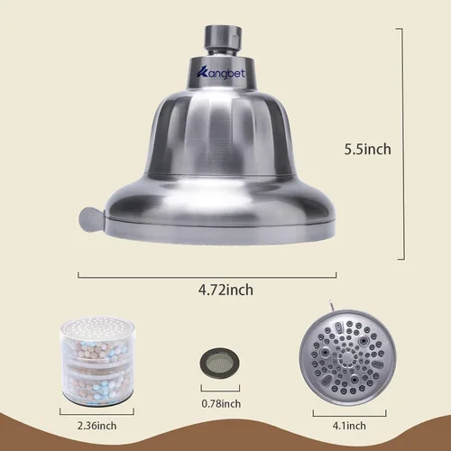 Vista 8 de Cabezal de ducha filtrado, filtro de cabezal de ducha para agua dura, cabezal de ducha desmontable para sustancias nocivas de agua dura, mejora
