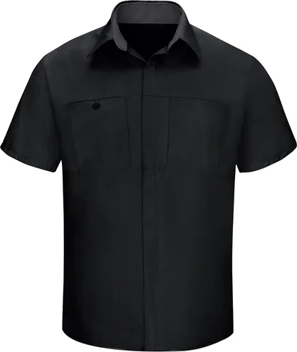 Vista 3 de Red Kap Camisa de manga corta Performance Plus para hombre con tecnología OilBlok Malla negra/carbón