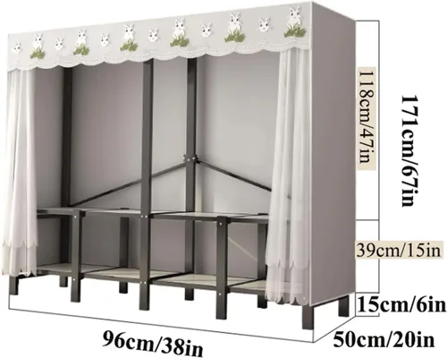 Vista 2 de large closets Large Closet Steel Clothes Closet Portable Wardrobe Closet Foldable Closet 170cm/192cm/220cm for Bedroom Wardrobe Closet Space-saving