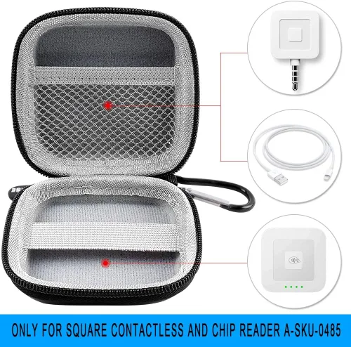 Vista 3 de Estuche para lector de tarjetas con chips, soporte duro para bolsa de transporte cuadrado A-SKU-0485 sin contacto y lector de chips con cable
