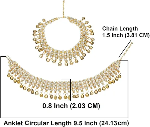 Vista 3 de Efulgenz Indian Bollywood Faux Kundan Pearl Wedding Bridal Anklet Pair Bracelet Payal Foot Jewelry