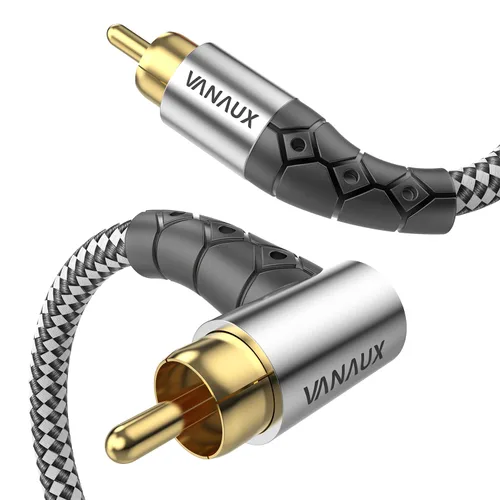 Vista 9 de VANAUX Cable de graves de 90 grados, cable de audio RCA a RCA premium, (conectores chapados en oro) ideal para espacios reducidos, cine en casa