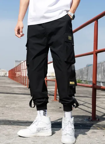 Vista 4 de Streetwear - Pantalones de hip hop pantalones tipo cargo pantalones deportivos casuales para hombres parejas mujeres unisex