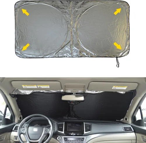 Vista 9 de Parasol para parabrisas de automóvil A1 300D con bolsa de almacenamiento por A1 Sun Shade, plegable para automóvil, camión, SUV, escudo bloqueador