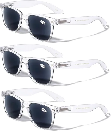 Vista 6 de 3 pares de lentes de sol de lectura clásicos de los años 80, lector tintado, no bifocal, unisex