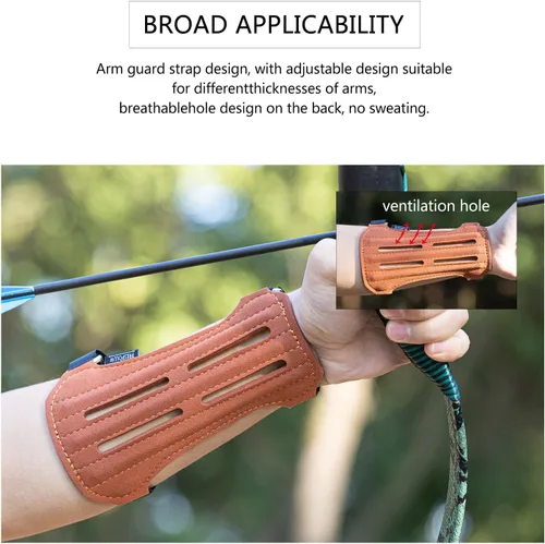 Vista 9 de Protector de brazo de tiro con arco - Protector de antebrazo transpirable y duradero con correas ajustables para tiro con arco, caza y deportes al