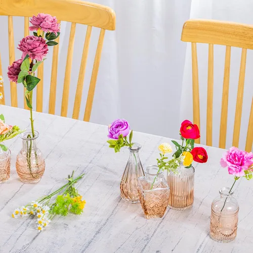 Vista 5 de Juego de jarrones de cristal, 24 jarrones pequeños para arreglos florales, bonito jarrón de flores a granel para decoración de mesa de centro