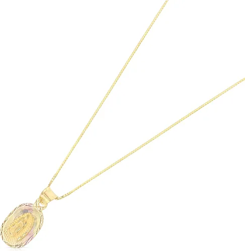 Vista 2 de Colgante de oro macizo de 14 quilates con sello de nuestra mujer de Guadalupe y cadena de 0.031in