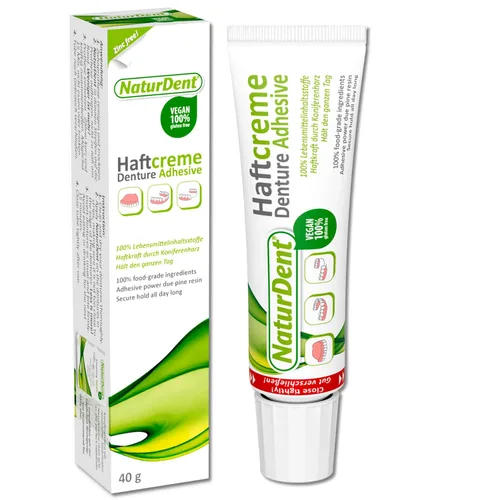 Vista 2 de NaturDent adhesivo natural fuerte para dentaduras postizas que mantiene las dentaduras más largas y más fuertes, sin zinc, sin petroquímica, sin