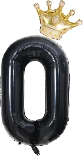 Vista 3 de Globos negros del número 50 de 40 pulgadas con corona, globos de cumpleaños 50 para hombres y mujeres, decoraciones de cumpleaños 50, globos