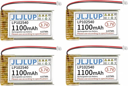 Vista 6 de Batería Lipo de 3.7 V 1100 mAh Baterías recargables de polímero de litio con cable JST1.0.984 in Conector Circuito de protección integrado