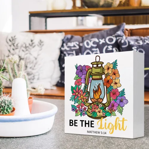 Vista 5 de Mattew - Letreros de madera con texto en inglés "Be the Light