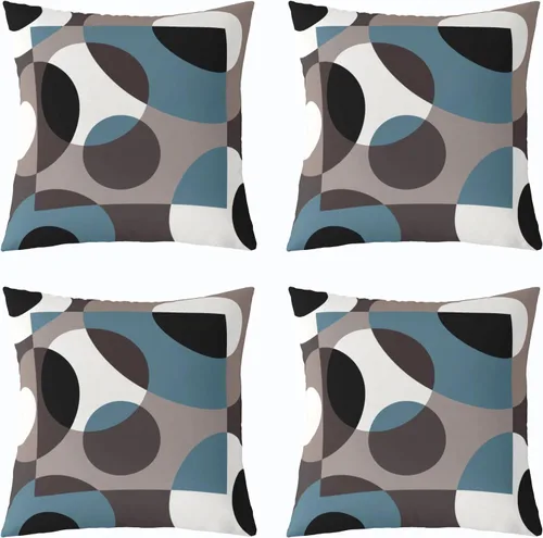 Vista 7 de Erosebridal Paquete de 4 fundas de almohada con diseño de círculos circulares y retro, color verde azulado degradado, fundas de cojín redondas Multi