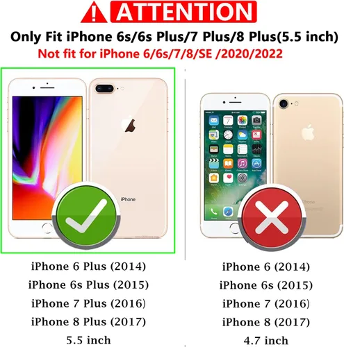 Vista 2 de Funda para iPhone 8 Plus, para iPhone 7/6 Plus, con cubierta deslizante para cámara + protector de pantalla HD, soporte de anillo giratorio de grado
