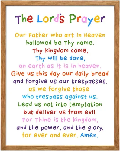 Vista 11 de Arte de pared con texto en inglés "Lords Prayer Framed", decoración religiosa de las Escrituras para la iglesia, aula de escuela dominical