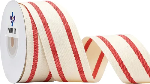 Vista 11 de MEEDEE Cinta de tela a rayas de algodón natural de 1 pulgada, cinta de rayas blancas y negras para manualidades, envoltura de regalos, decoración