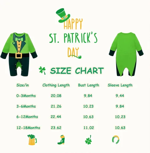Vista 6 de WENSIVIA Disfraz de bebé niño mono para el día de San Patricio