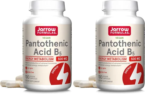 Vista 12 de Jarrow Formulas Ácido pantoténico B5 500 mg, suplemento dietético, vitamina B5 para apoyo de hormonas suprarrenales y metabolismo de energía