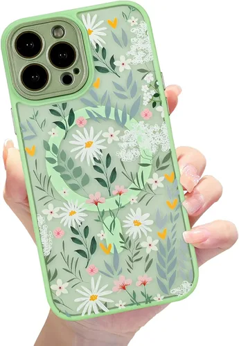 Vista 42 de Compatible con el teléfono 13 Pro - Funda magnética mate translúcida, de lujo, a prueba de golpes, magnética y con bonito patrón de flores, carcasa